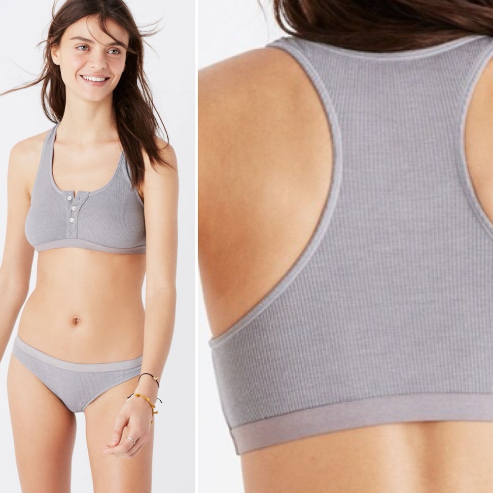 Ribbed Knit Jayna Bralette grey ribbed size large